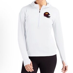 Washington Commanders White Quarter-Zip Hoodie with Football Logo, Size Large